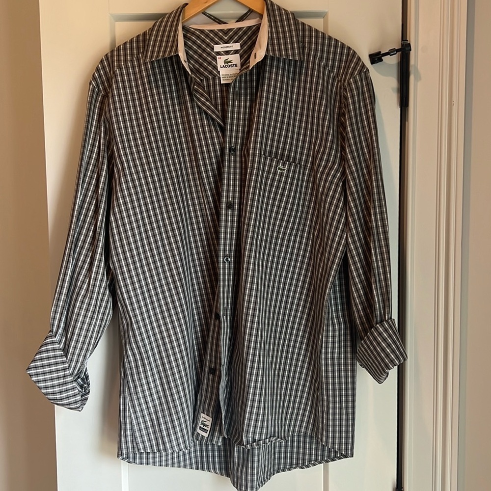 Lacoste Men’s Plaid Button Down Shirt Size 42